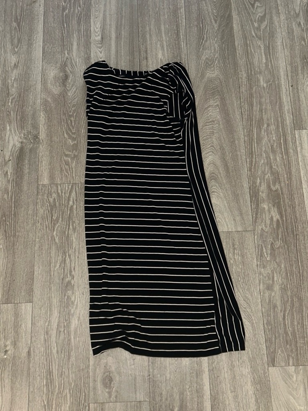 new directions Black and White Striped Midi Dress